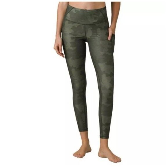 Prana Pants - PrAna Leggings Women’s Small Green Camo Electa Yoga Work Out High Rise Pocket